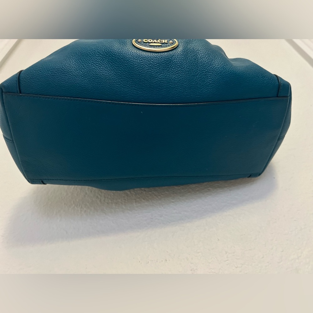 Coach Beautiful Blue Leather Tote Bag With Matching Long Wallet Nwot - Picture 13 of 16